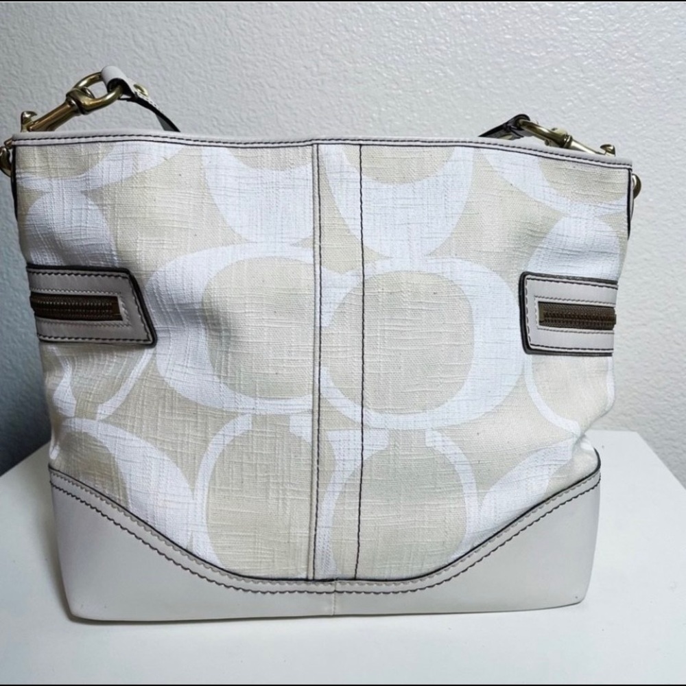 Coach cream leather and canvas bag. Like new condition.